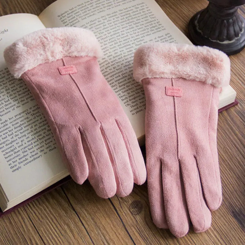 New Fashion Gloves Autumn Winter Cute Furry Warm Mitts Full Finger Mittens Women Outdoor Sport Female Gloves Screen