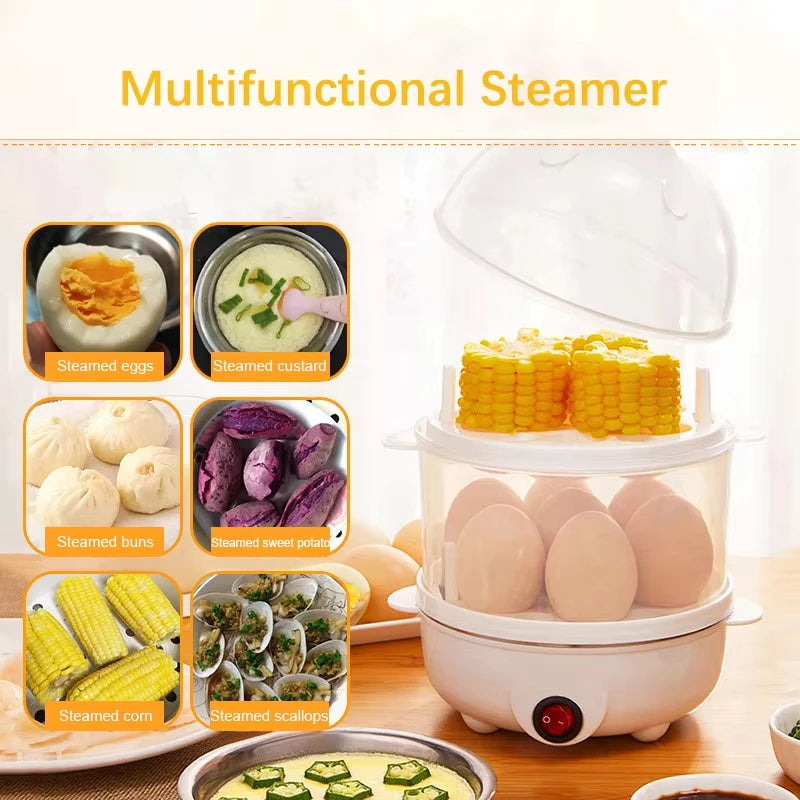 Multifunction Electric Egg Cooker Double Layers Egg Boiler Corn Milk Rapid Breakfast Cooking Egg Steamer Appliances Kitchen - Al