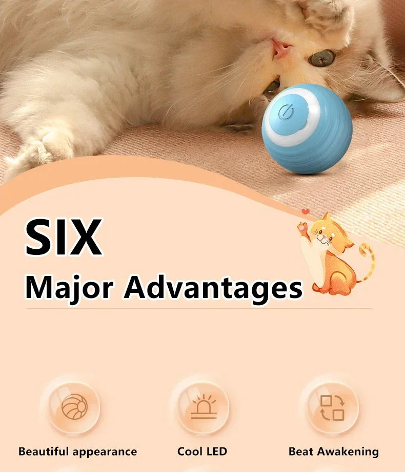 Cat Interactive Ball Smart Cat Toys for Pet Indoor Automatic Rolling Ball Electronic Interactive Cat Toy Cat Game Accessories