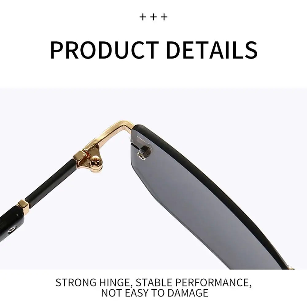 Trendy Rimless Sunglasses for Men Women Fashion Frameless Rectangle Sun Glasses Retro Shades Summer Traveling Eyewear UV400