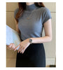 Women's Half-High Neck T-Shirt Fashion Jumper Casual Tops Korean Style Elegant Solid-Coloured Clothing Spring And Summer Season