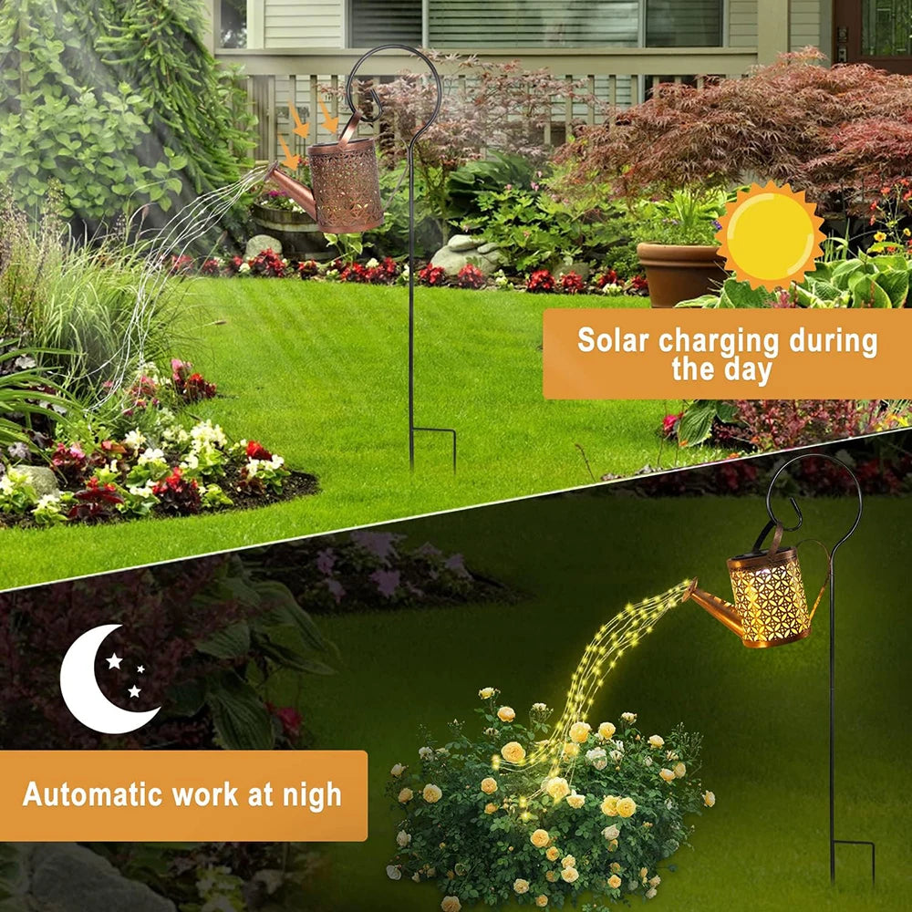 Solar Garden Lights Outdoor Hanging Solar Lantern Watering for Patio Yard Lawn Walkway Decorations Lights Retro LED Solar Lights