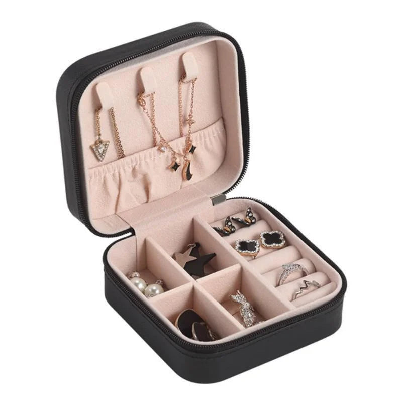 Portable Travel Ladies Jewelry Box  for Rings, Pendants, Earrings, Necklaces, Organizer for Birthday Festive Christmas Gifts