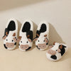 New Winter Unisex Cartoon Cow Warm Plush Slippers Couple's Indoor Non-slip House Mule Men And Women Toe Wrap Home Cotton Shoes