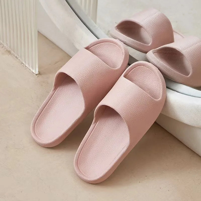 Women Home Slippers Beach Slides Solid Color Mens Thick Sole Indoor Bathroom Anti Slip Shoes Summer Couple Sandals