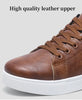 Cheap Brown Men’s Leather Casual Shoes Big Size 48 Comfy Skateboard Shoes Men Lace Up Flat Vulcanize Shoes Man zapatillas hombre