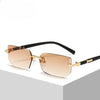 Retro Sunglasses Men Brand Designer Fashion Rimless Sun Glasses Shades Cutting Lens Ladies Frameless Eyeglasses