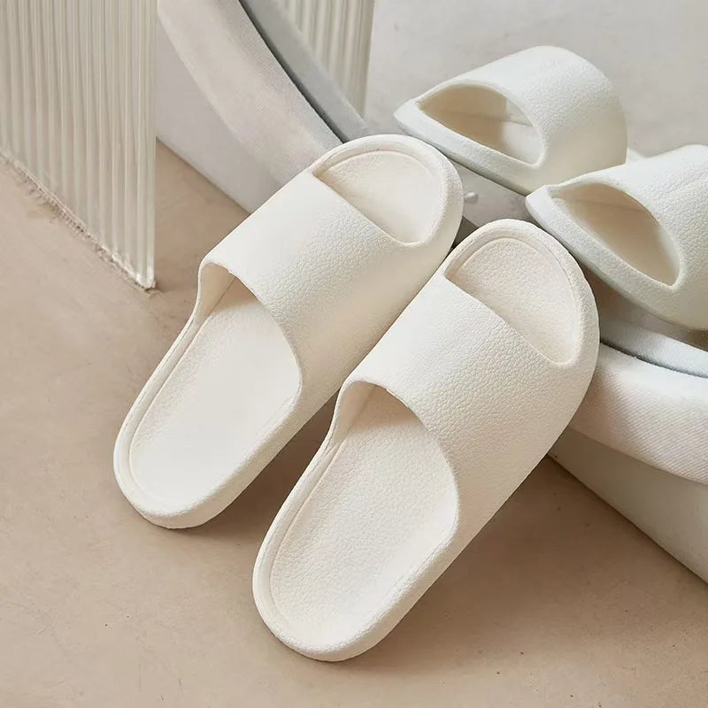 Women Home Slippers Beach Slides Solid Color Mens Thick Sole Indoor Bathroom Anti Slip Shoes Summer Couple Sandals