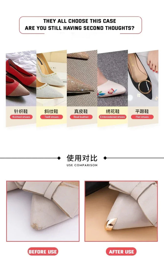 Women High Heel Metal Toe Cap Wear and Tear Concealer Anti-kicking Leather Shoes Point Protector Flat Shoe Tips Cap Accessorices