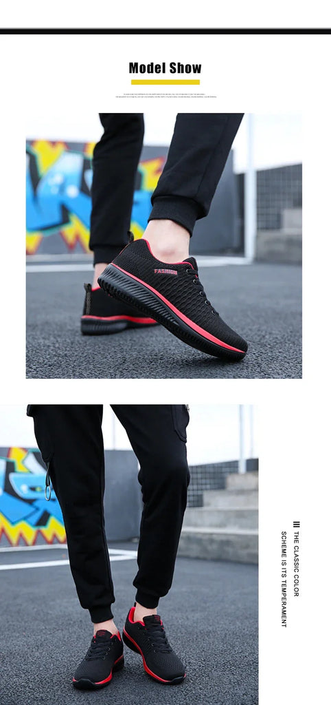 YRZL Sports Shoes for Men Shoes Sneakers Black Shoes Casual Men Knit Sneakers Breathable Athletic Running Walking Gym Shoes