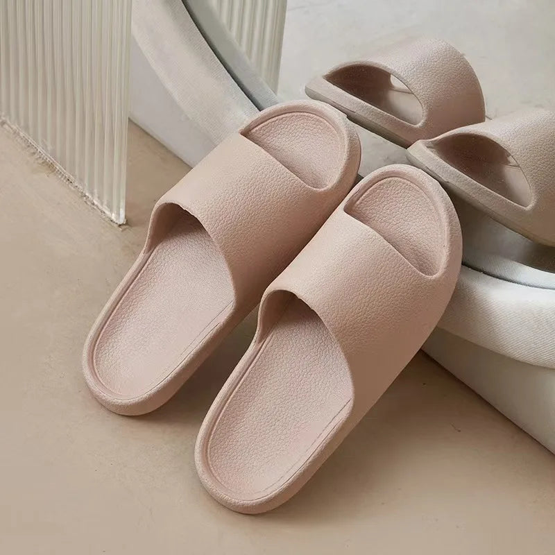 Women Home Slippers Beach Slides Solid Color Mens Thick Sole Indoor Bathroom Anti Slip Shoes Summer Couple Sandals