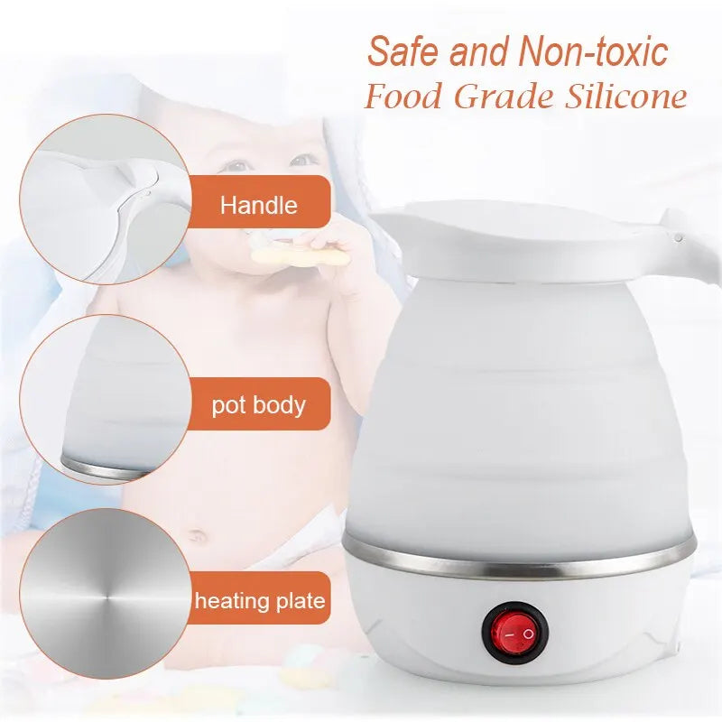 Foldable And Portable Teapot Water Heater 600ML Household Travel Electric Water Kettle