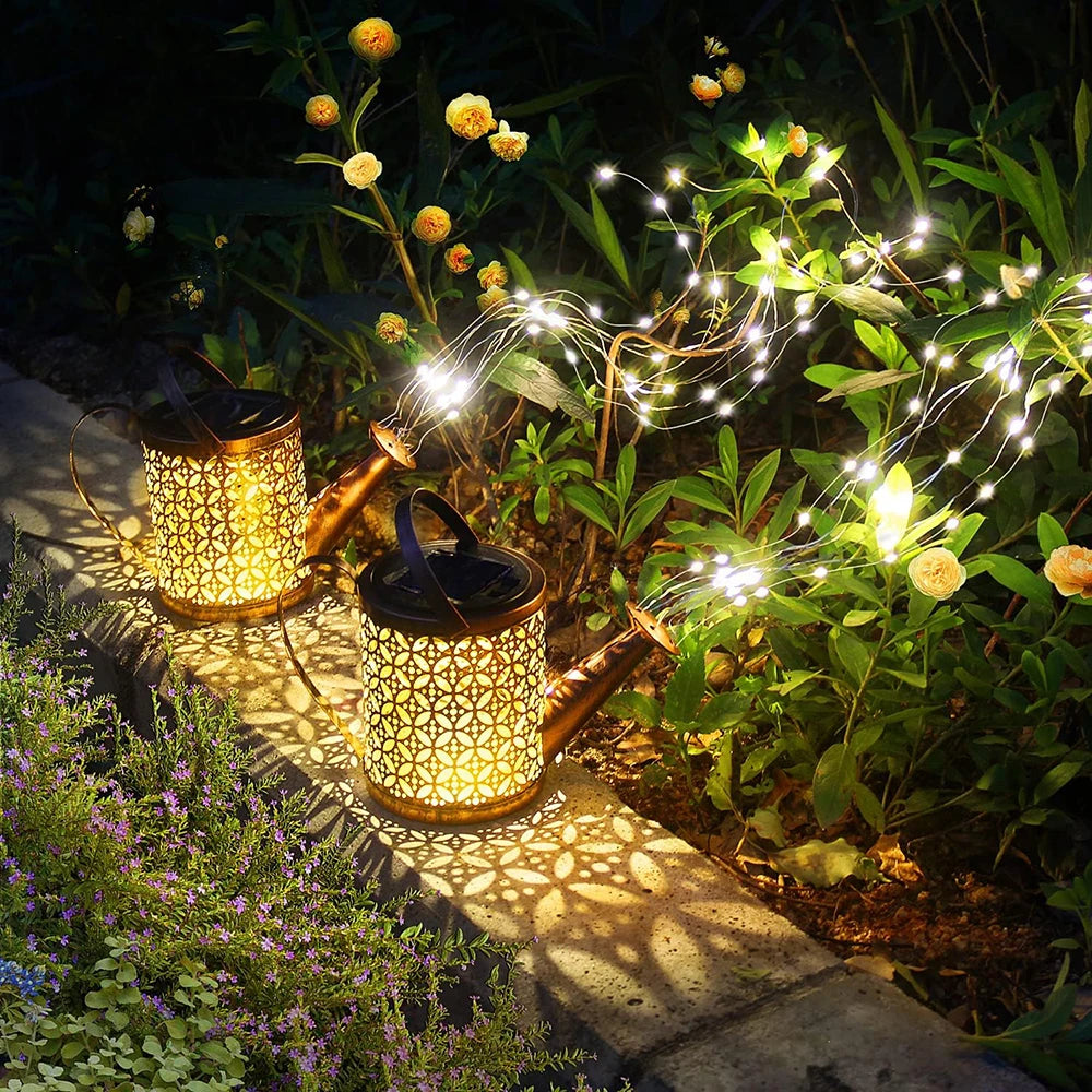 Solar Garden Lights Outdoor Hanging Solar Lantern Watering for Patio Yard Lawn Walkway Decorations Lights Retro LED Solar Lights