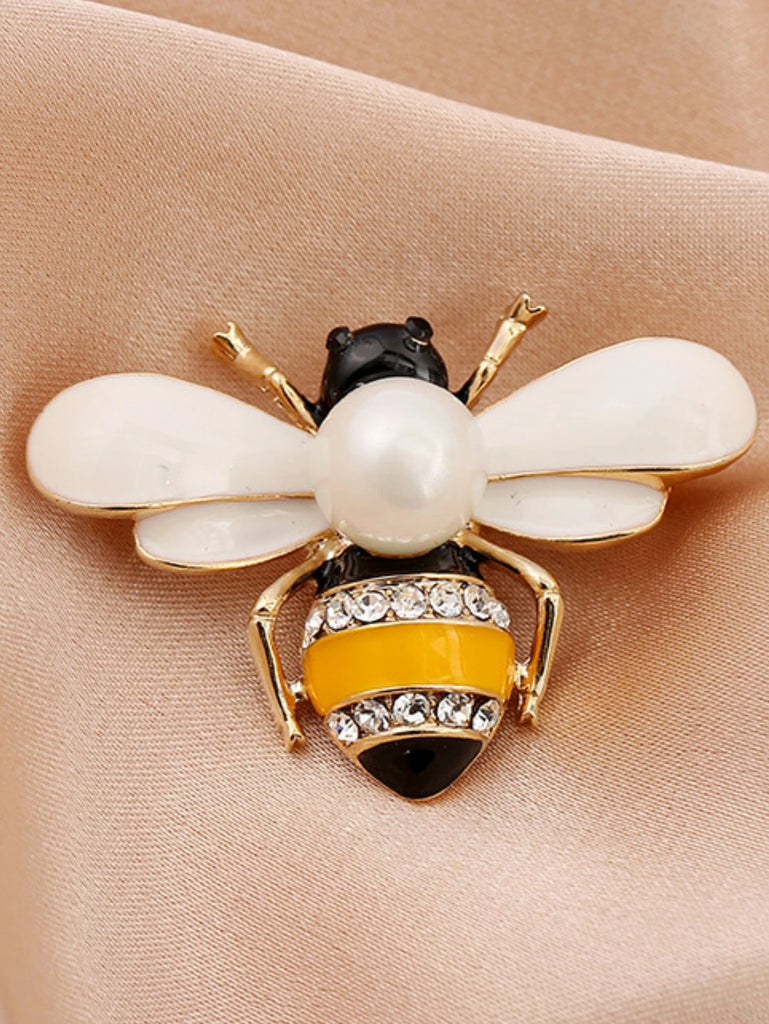 1PC Women's Fashion Trend Personalized Imitation Pearl Bee Brooch Pin Jewelry Suitable for Outdoor Dating, Party, Festival Gifts