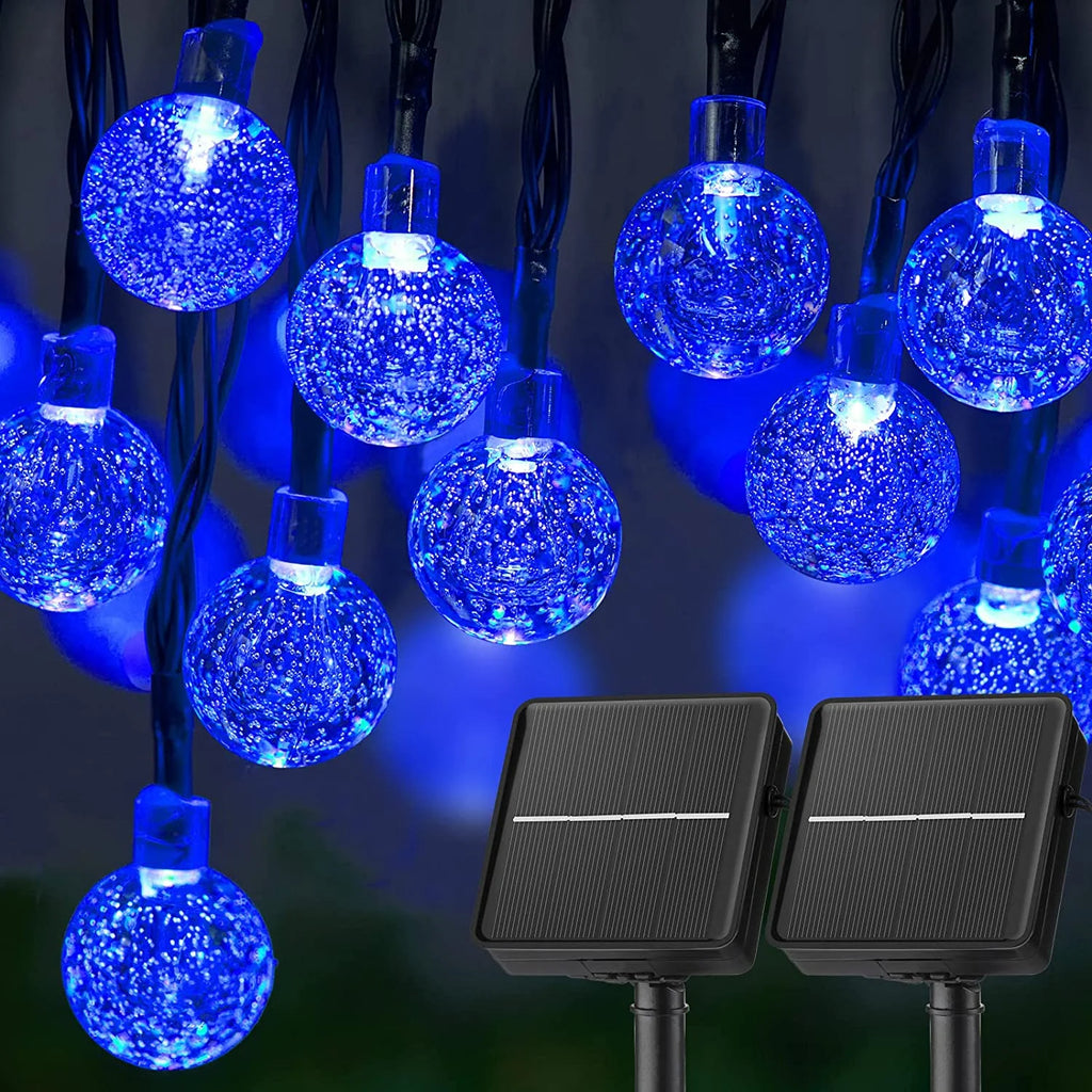 LED Solar String Lights Outdoor 60 Leds Waterproof Crystal Globe Lights with 8 Modes Garden Light for Patio Party Tree Decor