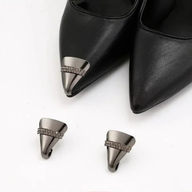 Women High Heel Metal Toe Cap Wear and Tear Concealer Anti-kicking Leather Shoes Point Protector Flat Shoe Tips Cap Accessorices