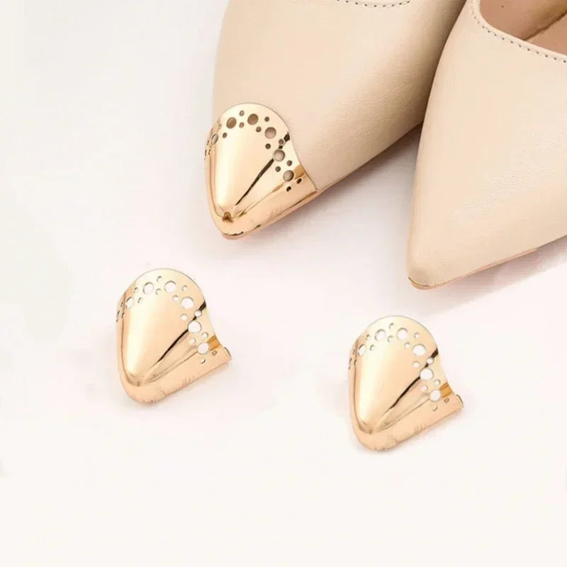 Women High Heel Metal Toe Cap Wear and Tear Concealer Anti-kicking Leather Shoes Point Protector Flat Shoe Tips Cap Accessorices