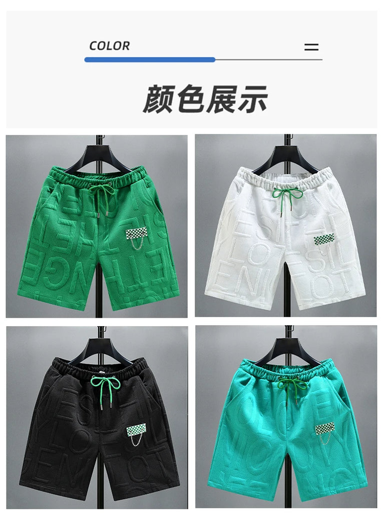 Letters Size 5XL 6XL 7XL New Fashion knitted Shorts Men Comfortable Elastic Waist Clothing Male Breathable Short Trousers