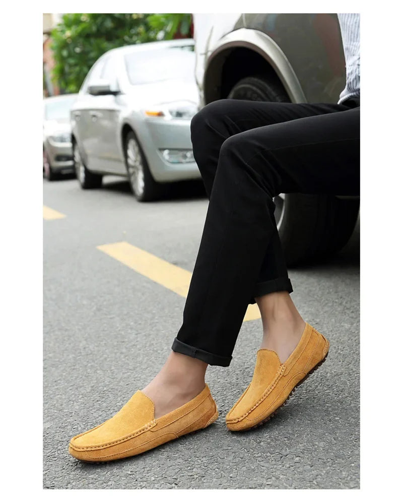 Suede Leather Men’s Loafers Luxury 2024 Casual Shoes for Men Boat Shoes Handmade Men Slipon Driving Shoes Male Moccasins Zapatos