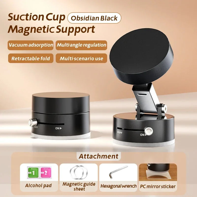 Mini Vacuum Double Side Magnetic Suction Cup Holder Foldable Kitchen Lazy Phone Bracket  For iPhone Android Smartphone