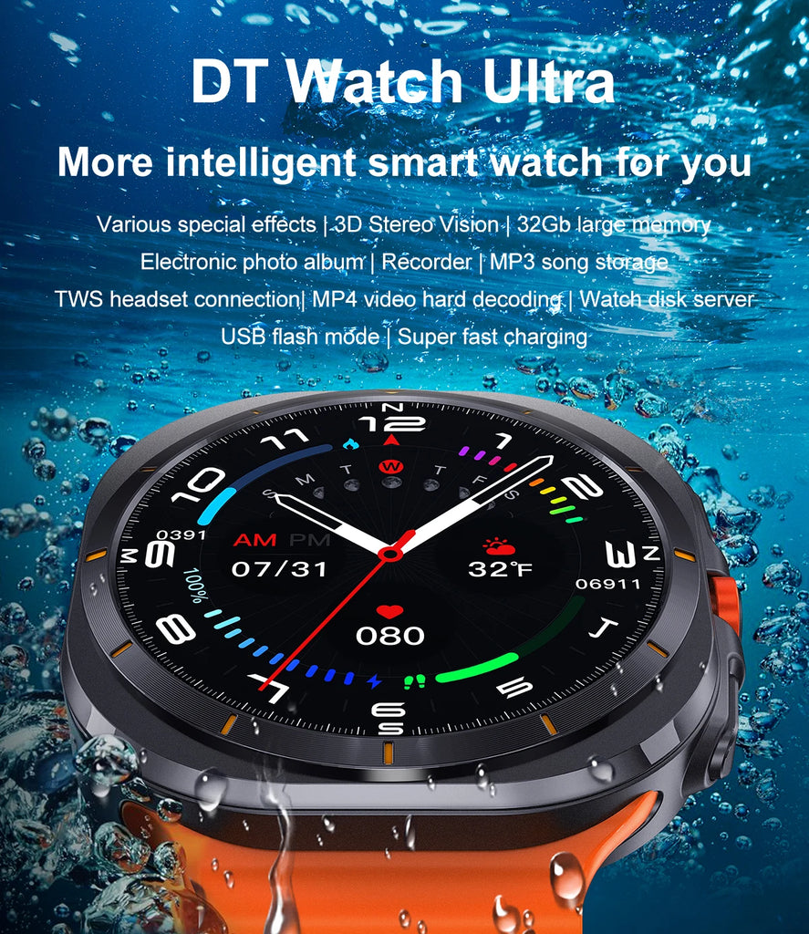 2025 New Smart Watch 32GB Memory Video NFC 1.5Inch AMOLED Screen Sport Fitness Tracker Smart Watch 2024 For Galaxy Watch 7 Ultra