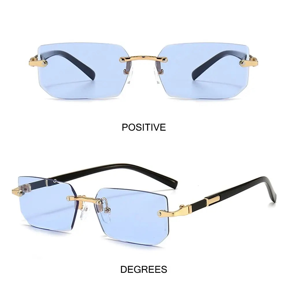 Trendy Rimless Sunglasses for Men Women Fashion Frameless Rectangle Sun Glasses Retro Shades Summer Traveling Eyewear UV400