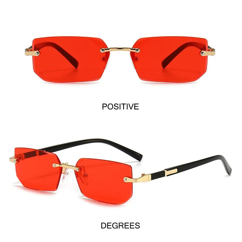 Trendy Rimless Sunglasses for Men Women Fashion Frameless Rectangle Sun Glasses Retro Shades Summer Traveling Eyewear UV400