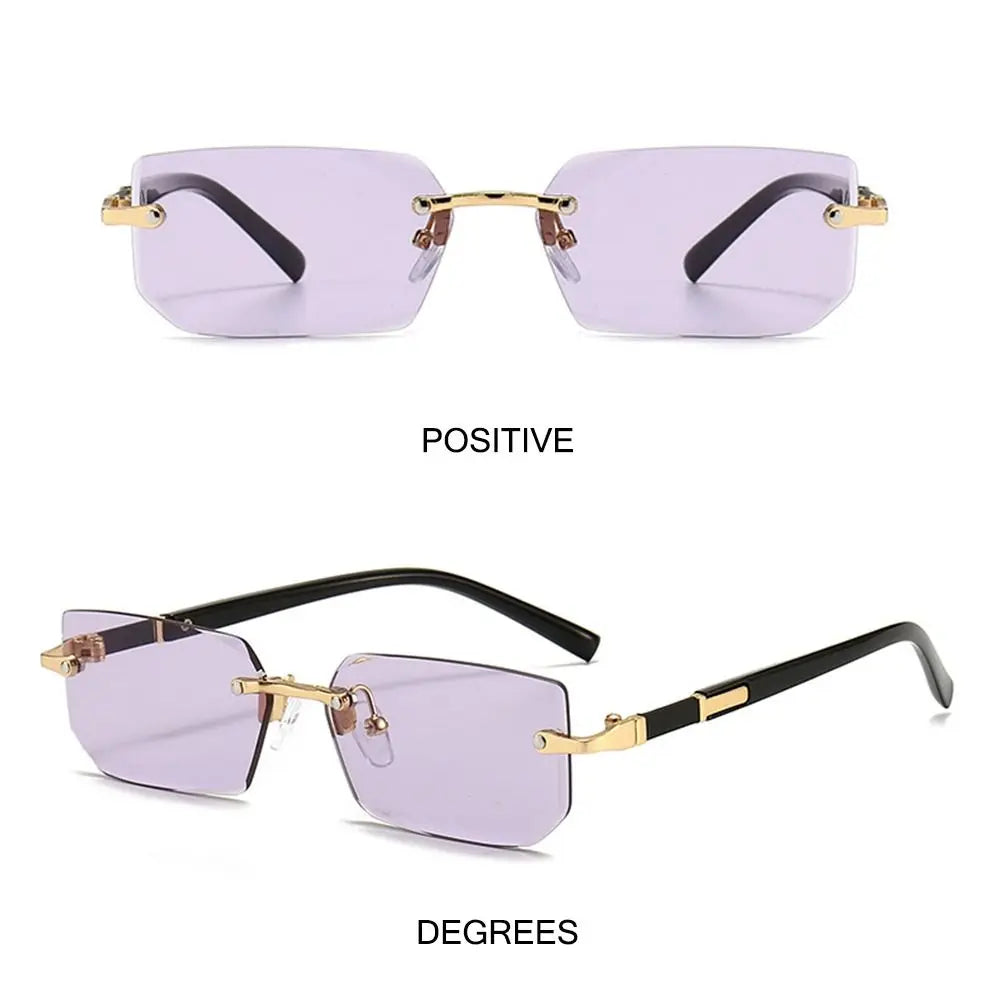 Trendy Rimless Sunglasses for Men Women Fashion Frameless Rectangle Sun Glasses Retro Shades Summer Traveling Eyewear UV400